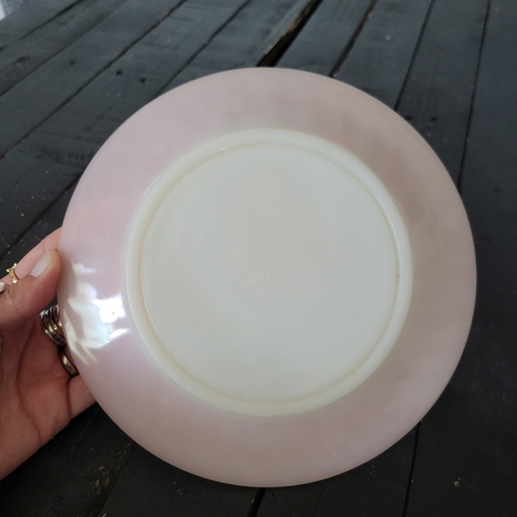 Fire King Vintage Pink Swirl Plate 7.5" Salad Dinner Lot of 2 Made in USA 1950s - Picture 3 of 4